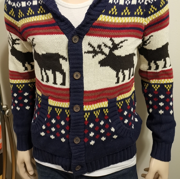 💎🇬🇧 O'Hanlon Mills Deer Shawl Cardigan - Picture 4 of 11